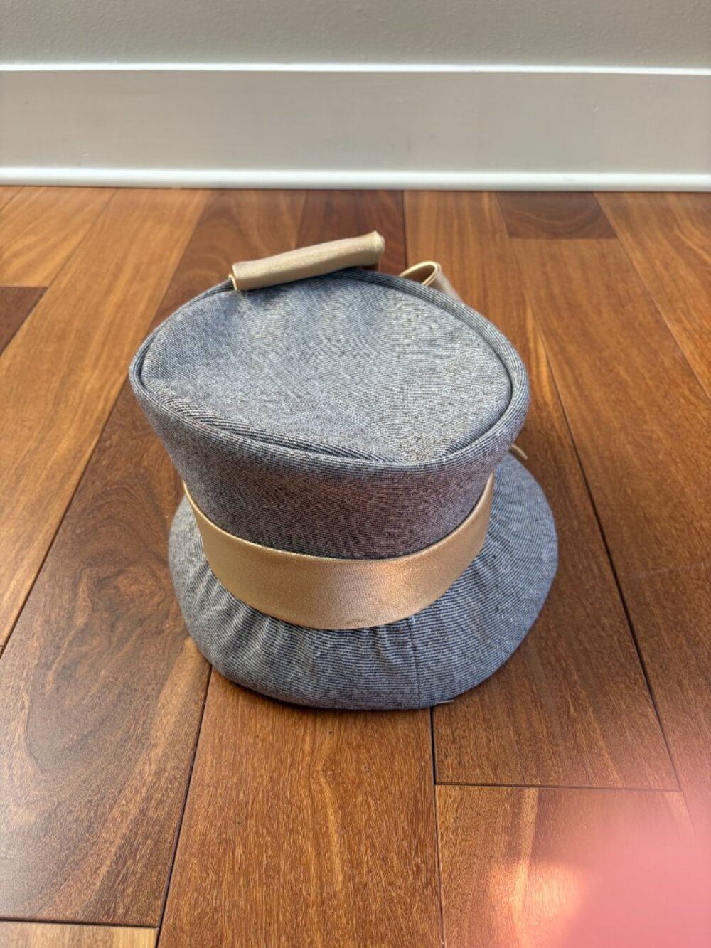 Ms. Divine vintage wool cloche hat with gold flecks while featuring a prominent - Picture 2 of 5
